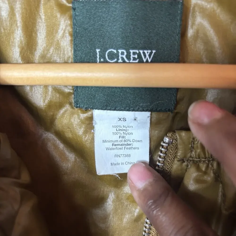 J Crew Puffer Down Vest Women's XS Field Excursion Quilted Olive Cinch Waist